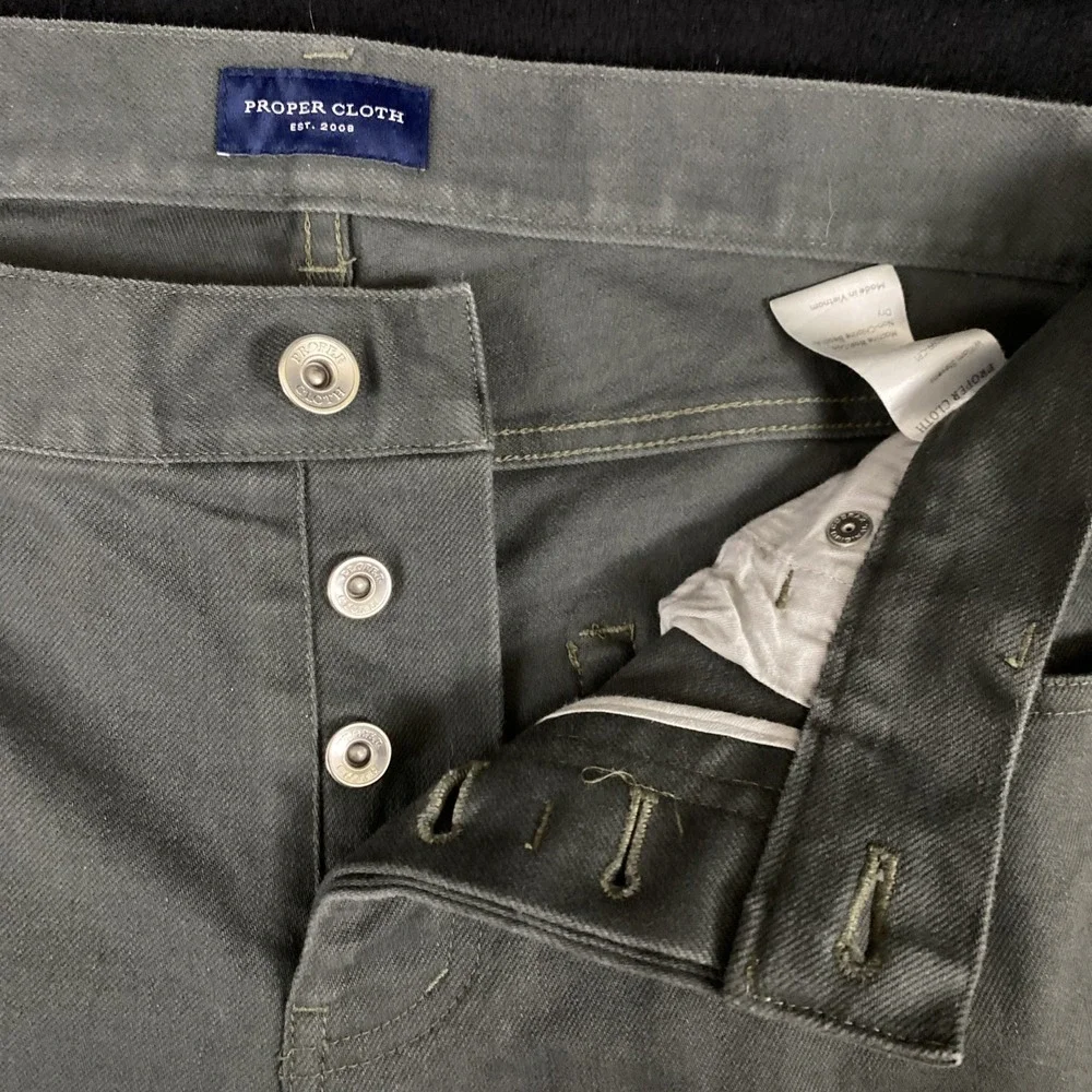Proper Cloth Aino Charcoal Stretch Mens Custom 5 Pocket Gray Jeans 31x32 Slub